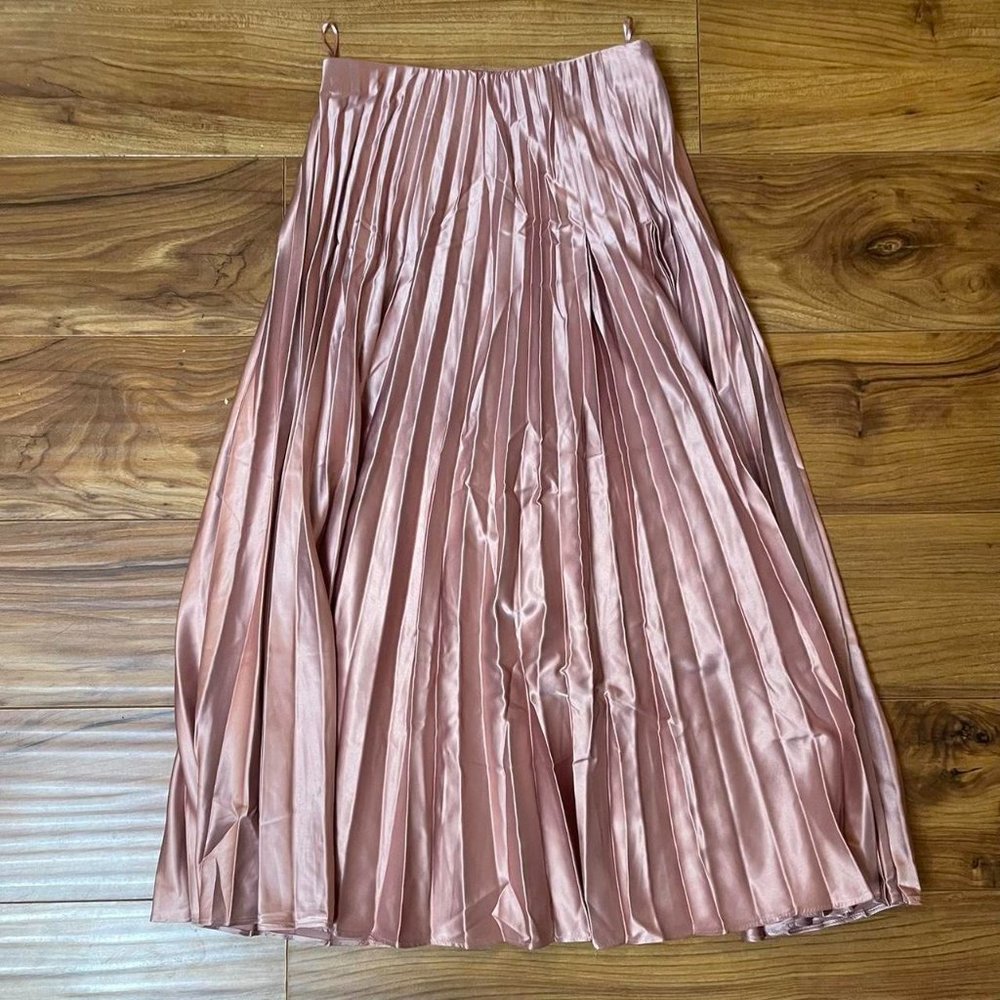 Zara Pink Satin Pleated Skirt
